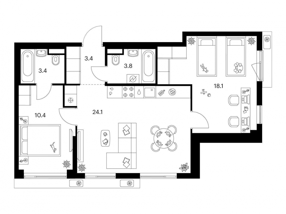 Продажа 2-комн квартиры в новостройке Кавказский б-р, зем.уч. 51/3, корп. 3.7