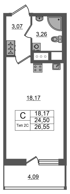 Продажа студии Санкт-Петербург г., Октябрьская наб.,  к. 1.1