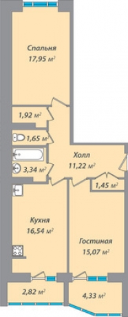 Планировка ЖК Павловский квартал, 33.02 м2