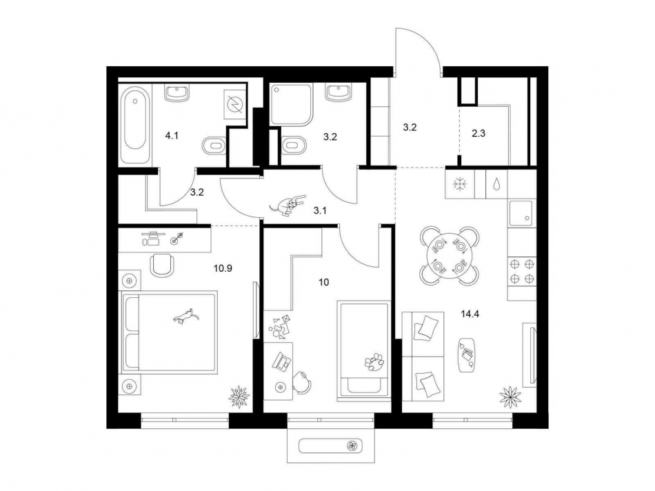 Продажа 2-комн квартиры в новостройке Зелёный парк, корп. 5.3