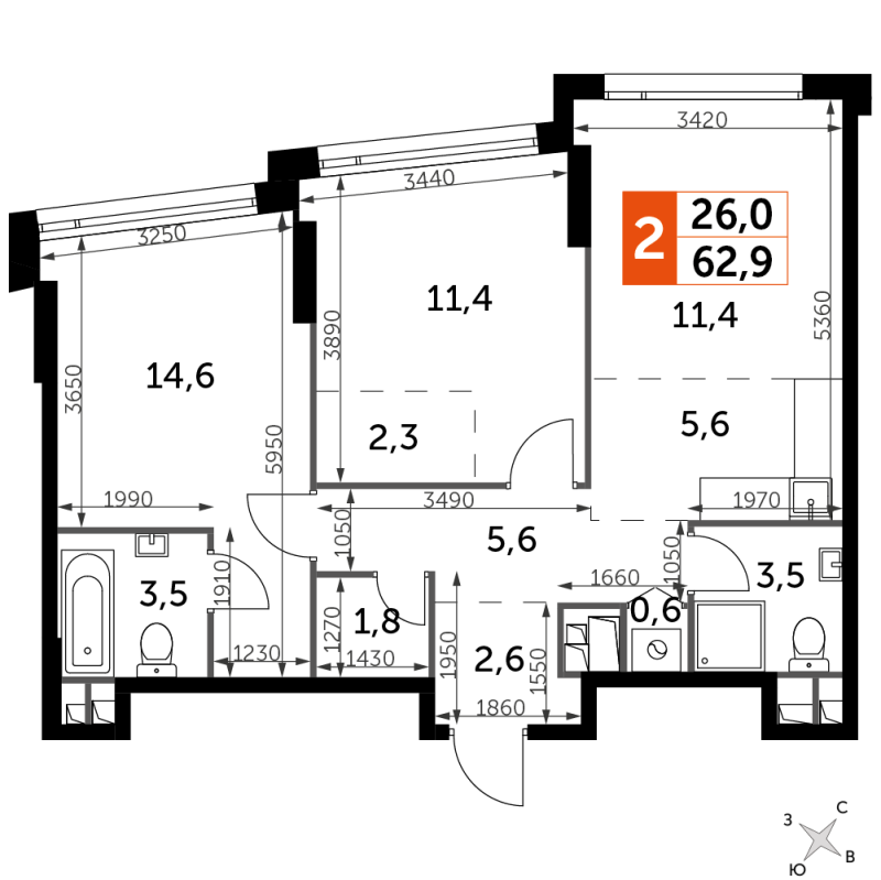 Продажа 2-комн квартиры в новостройке Варшавское ш,  к. 2.1