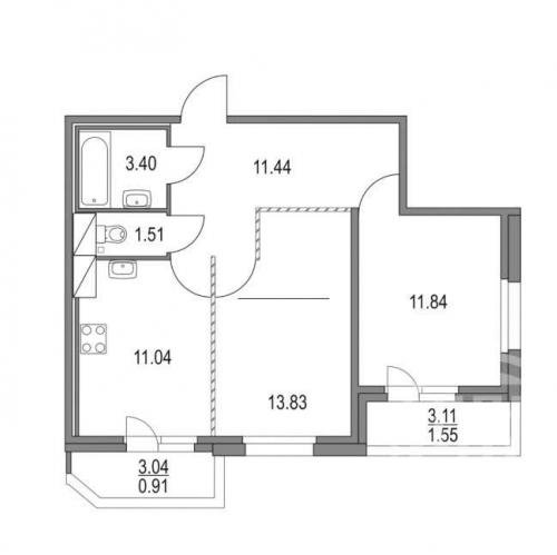 2-комн квартира Коломяжский просп.,  д. 13,  к. 3