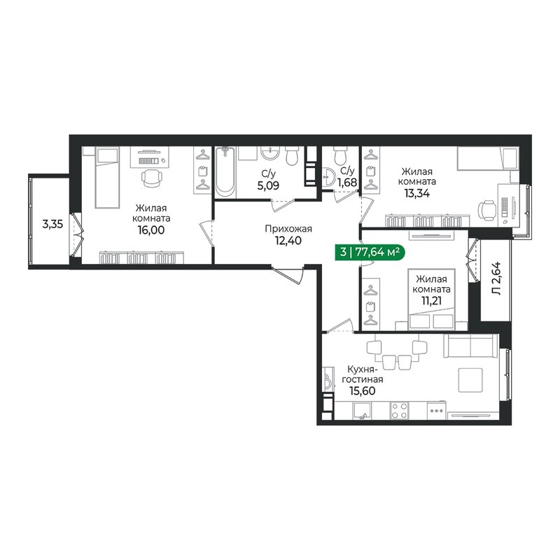 Продажа 3-комн квартиры в новостройке Сертолово г., Дмитрия Кожемякина ул.,  к. 4