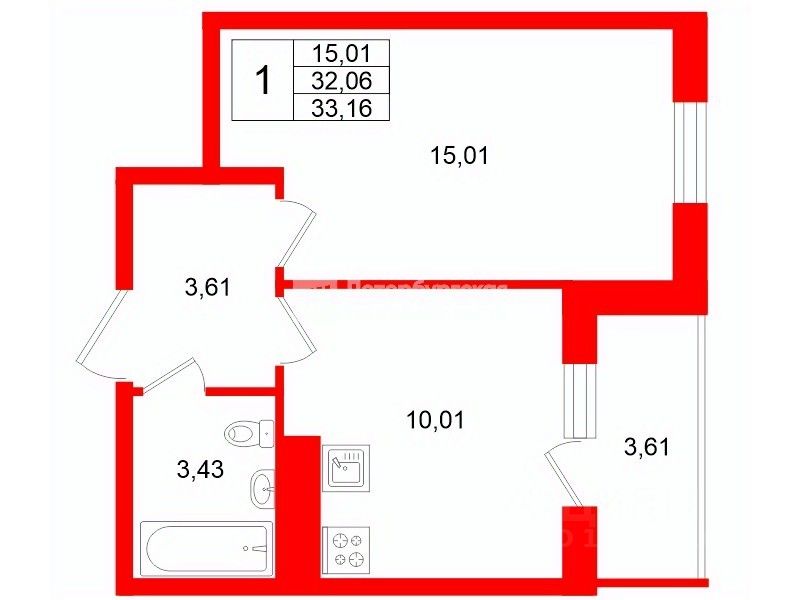 Продажа 1-комн квартиры на вторичном рынке улица Меридианная, 6к2