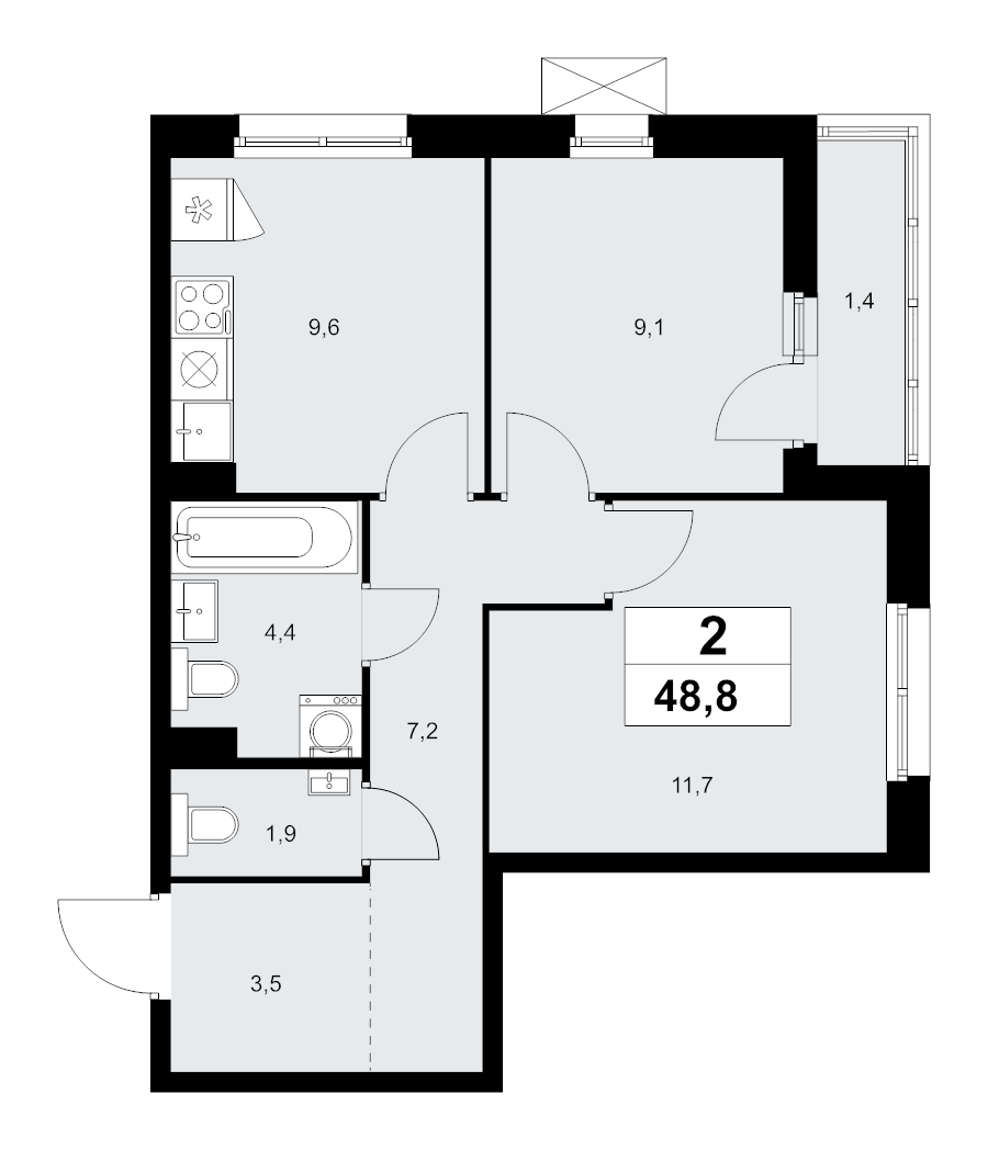 Продажа 2-комн квартиры в новостройке Прокшино д., Проектируемый проезд № 7029,  к. 9.4