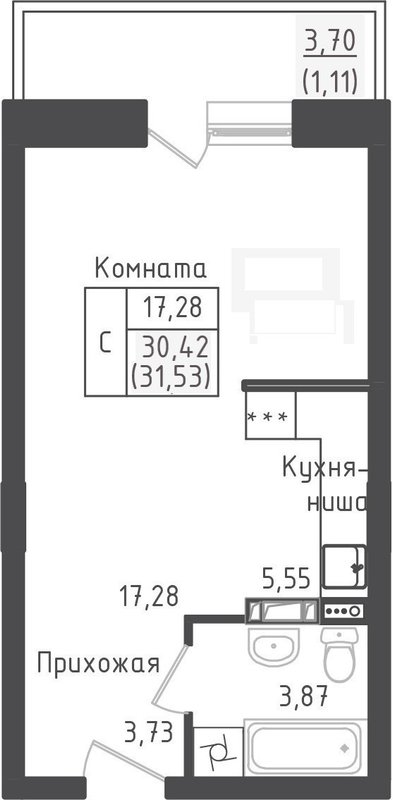 Продажа студии Рыбаки д., Центральная ул.,  к. 1