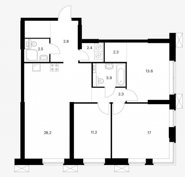 Планировка ЖК Волоколамское 24, 41.8 м2