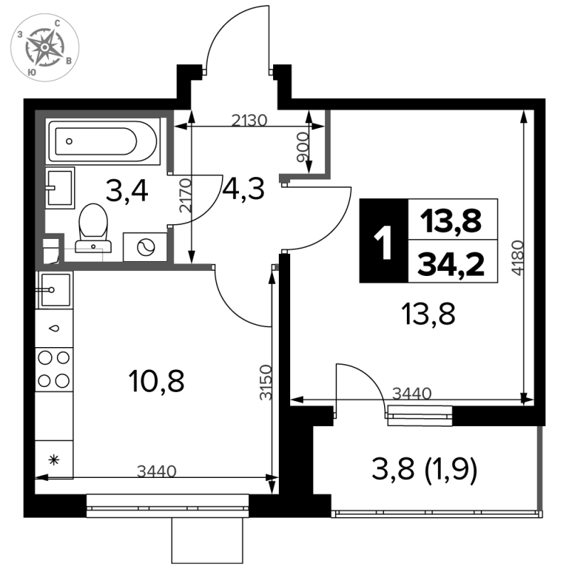 Продажа 1-комн квартиры в новостройке Сапроново д., Калиновая ул.,  к. 2