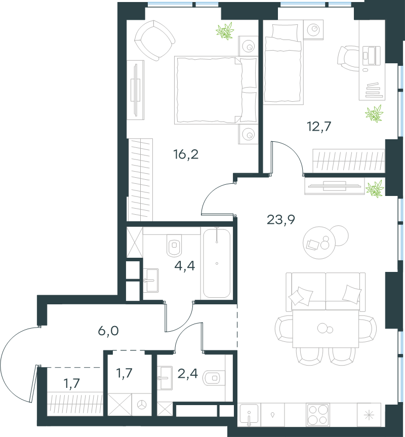 Продажа 2-комн квартиры в новостройке Москва г., Новопетровский проезд,  к. 4