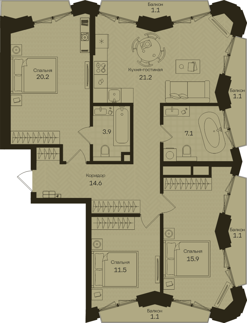 Продажа 3-комн квартиры в новостройке Москва г., Часовая ул.,  к. 1