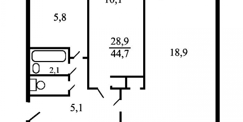2-комн квартира Новосибирская улица,  д. 1 к1