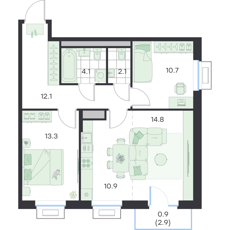Продажа 2-комн квартиры в новостройке Раменское г., Михалевича ул.,  к. 1
