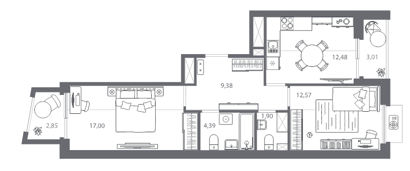 Продажа 2-комн квартиры в новостройке Санкт-Петербург г., Полюстровский пр-кт,  к. 2