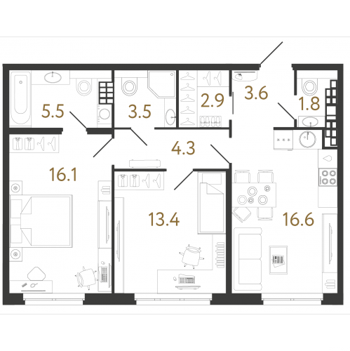 2-комн квартира Средняя Колтовская ул., 9-11