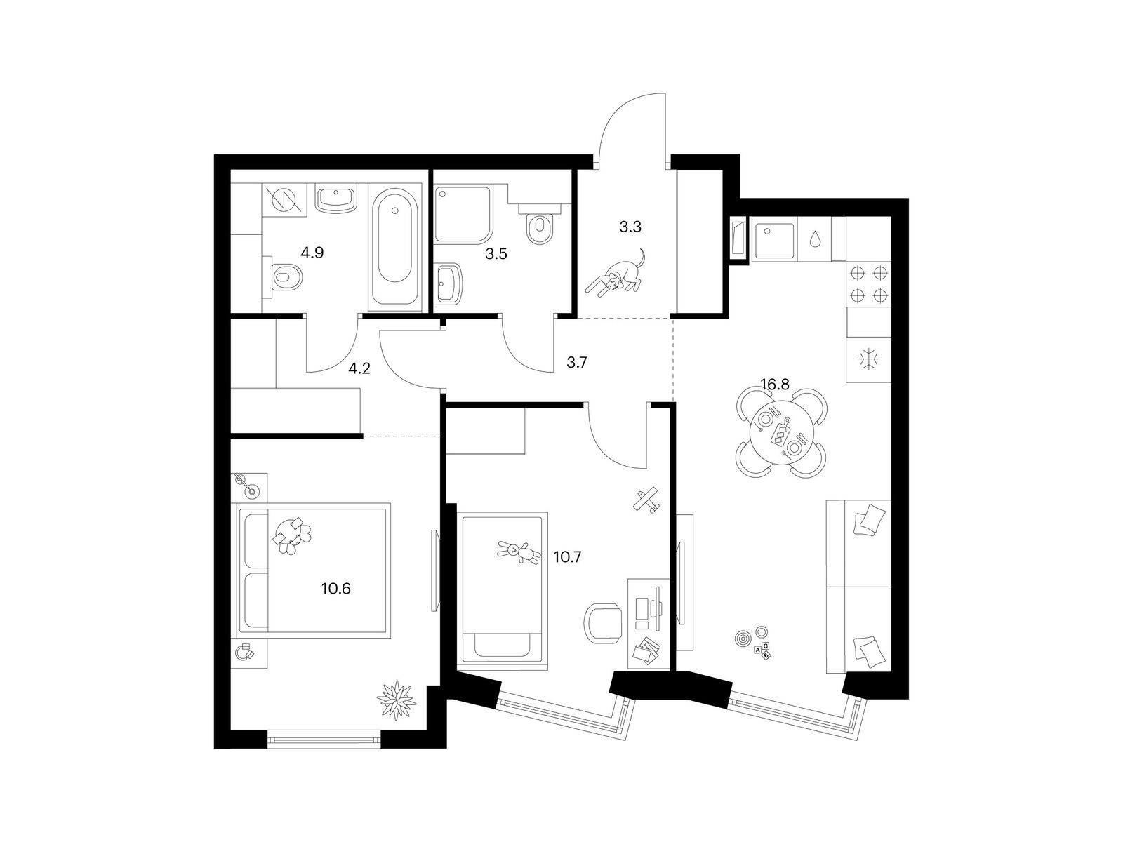 2-комн квартира Кронштадтский б-р, вл. 9