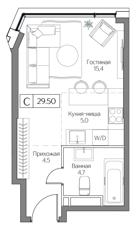 Продажа студии Москва г., Проектируемый проезд № 4062,  к. Terra