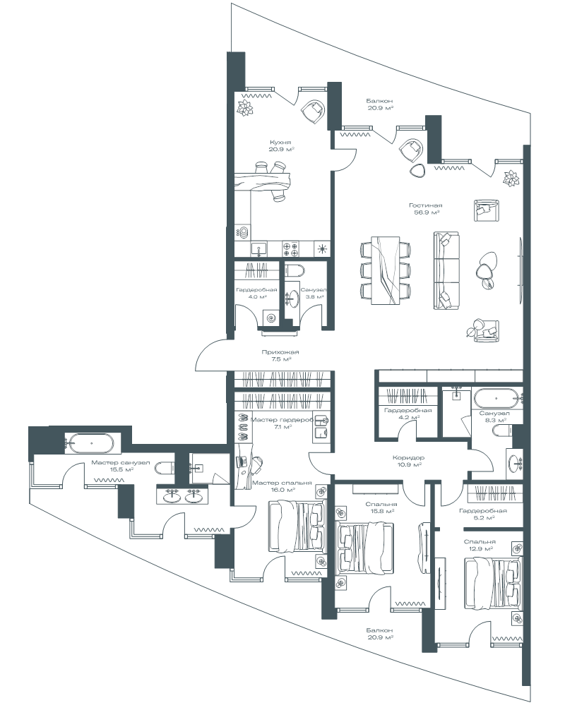Продажа 4-комн квартиры в новостройке Москва г., Дербеневская наб.,  к. 1