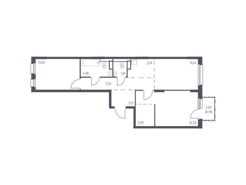 Продажа 2-комн квартиры в новостройке Мурино п., Ручьёвский пр-кт,  к. 1.3