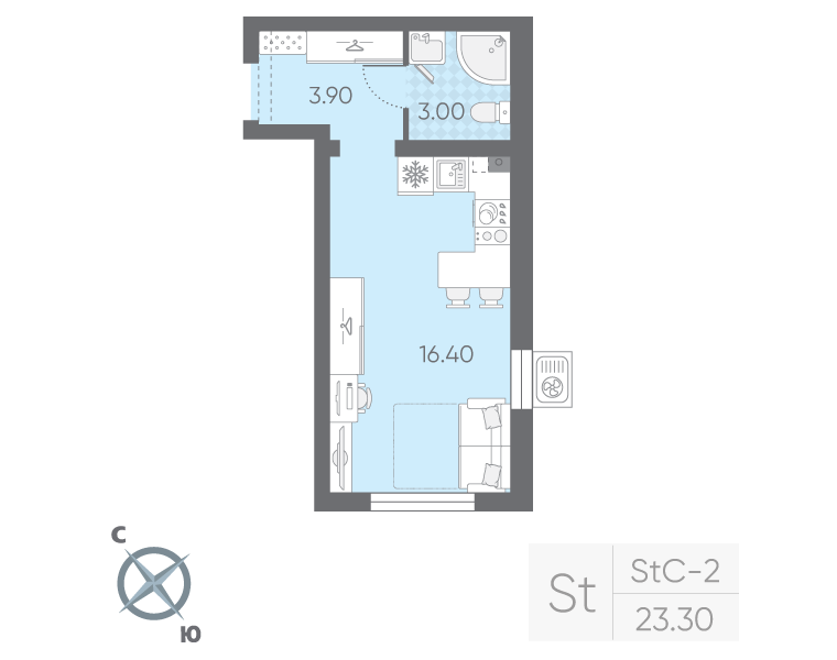 Продажа студии Санкт-Петербург г., Пискаревский пр-кт,  к. 20