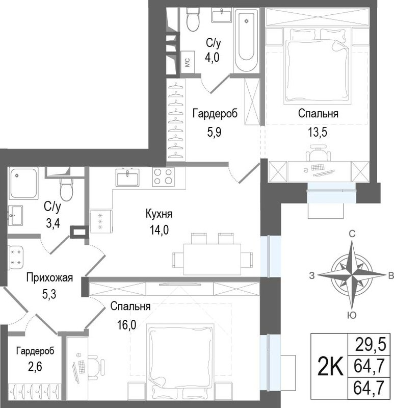 Продажа 2-комн квартиры в новостройке Королёв г.,  к. 3