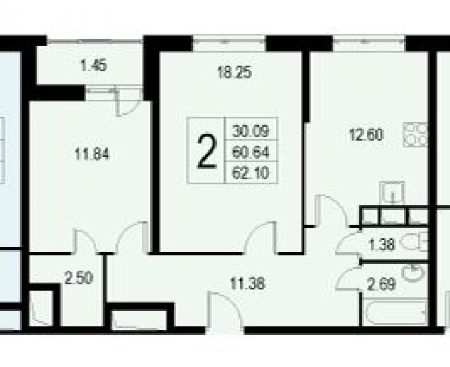 Планировка ЖК Люблинский, 30.09 м2