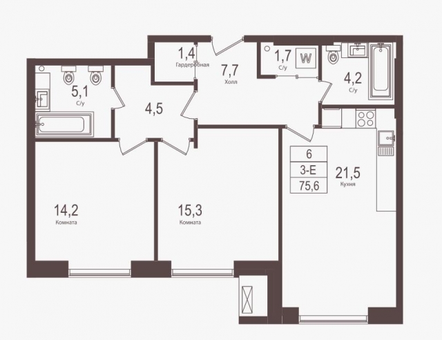 Планировка ЖК Городские резиденции SPIRES, 29.5 м2