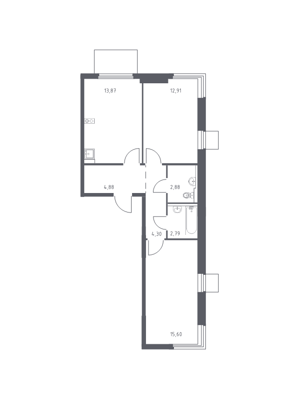 Продажа 2-комн квартиры в новостройке Мисайлово д., Молодежный б-р,  к. 19