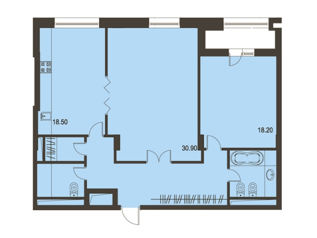 Планировка ЖК Парк Рублево, 49.10 м2