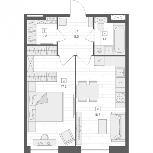 1-комн квартира Москва г., 1-й Красносельский пер.,  к. 1