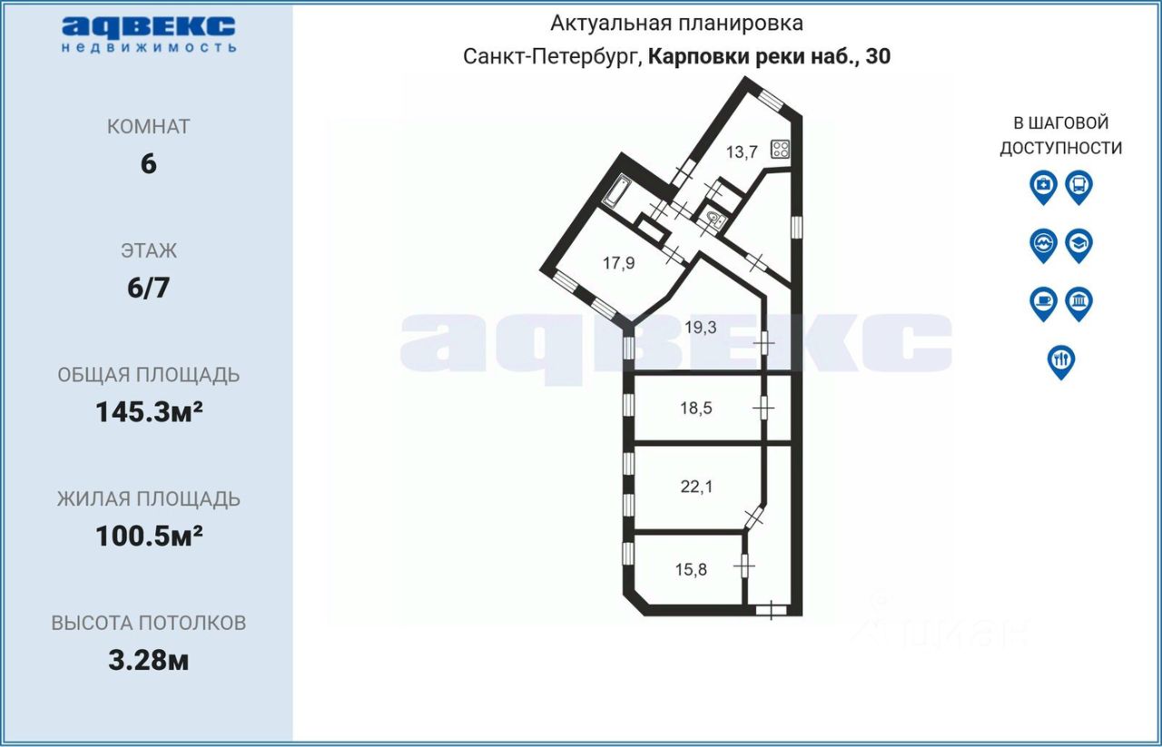 Продажа 6-комн квартиры на вторичном рынке набережная Реки Карповки, 30