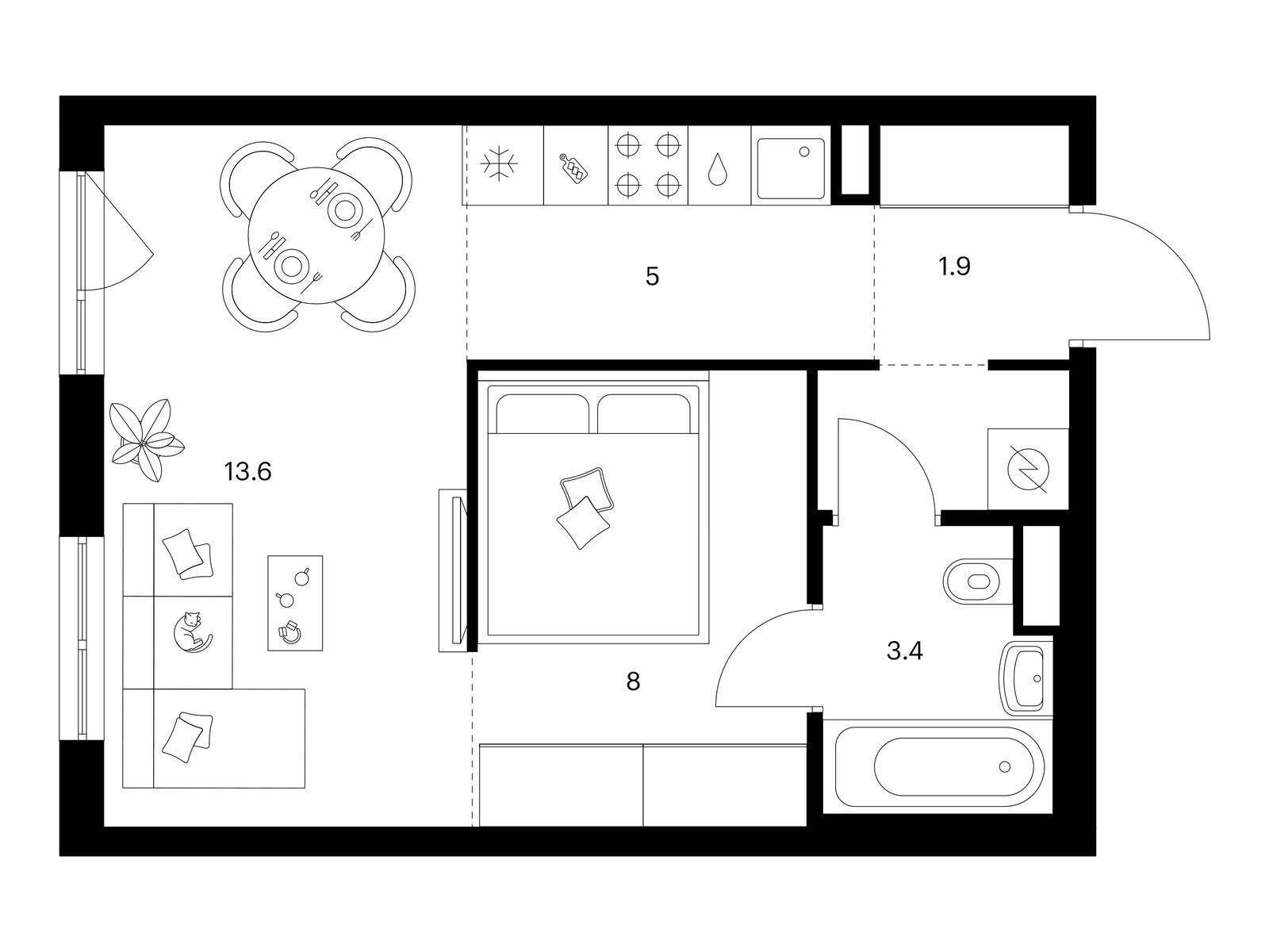 Продажа 1-комн квартиры в новостройке Кавказский б-р, зем.уч. 51/3, корп. 3.6
