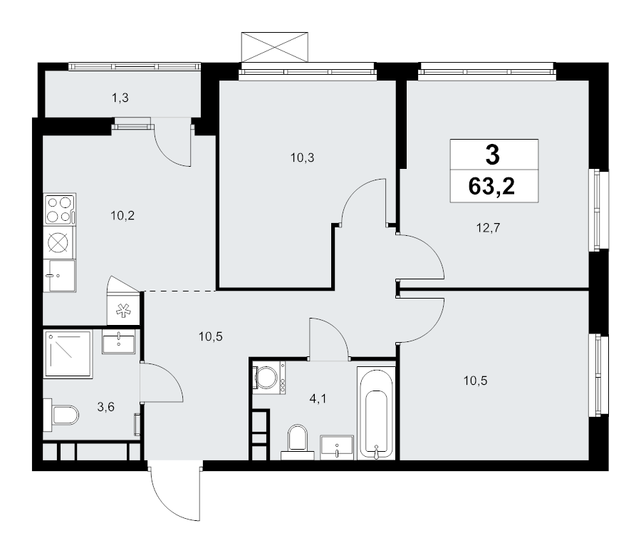 Продажа 3-комн квартиры в новостройке Москва г., Бартеневская ул.,  к. 4.1.2
