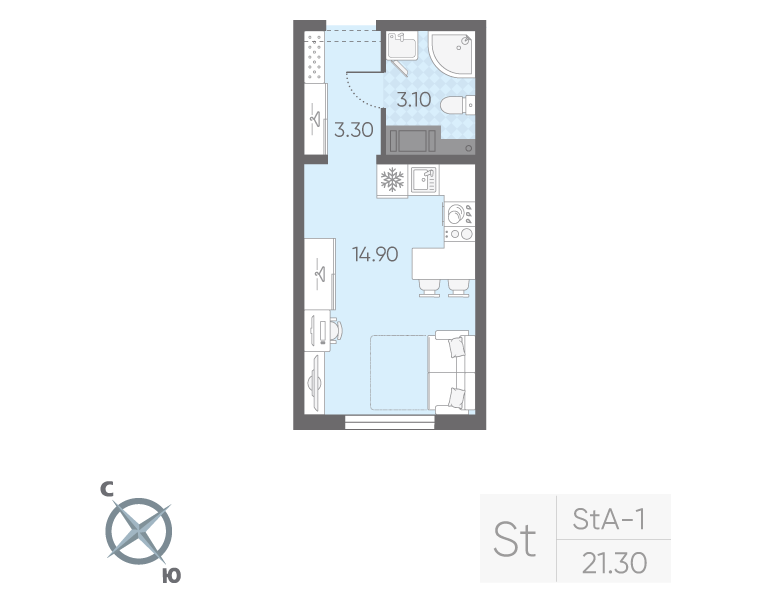 Продажа студии Санкт-Петербург г., Пискаревский пр-кт,  к. 12