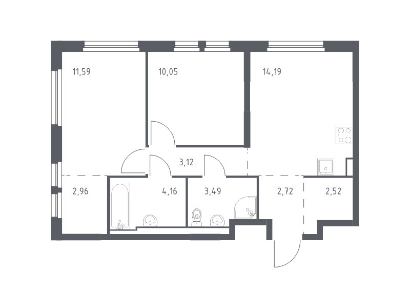 Продажа 2-комн квартиры в новостройке Новосаратовка д., Покровская Дорога ул.,  к. 1.3