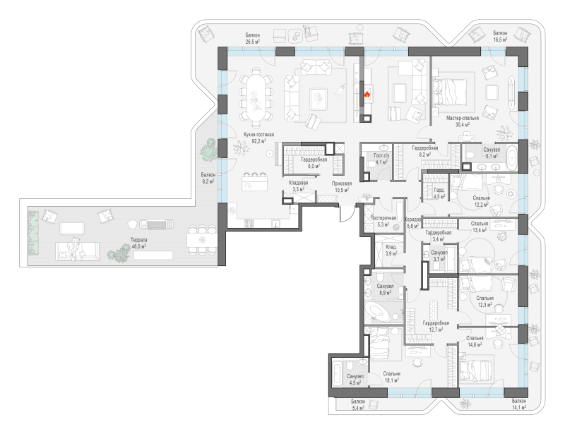 Продажа 5-комн квартиры в новостройке Москва г., Симоновская наб.,  к. Line 10