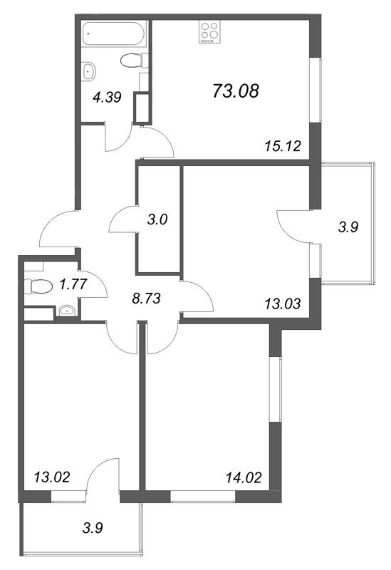 Продажа 3-комн квартиры в новостройке Стрельна п., Будённого пр-кт,  к. 5.5
