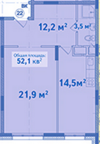 Планировка ЖК Болтино, 21.9 м2