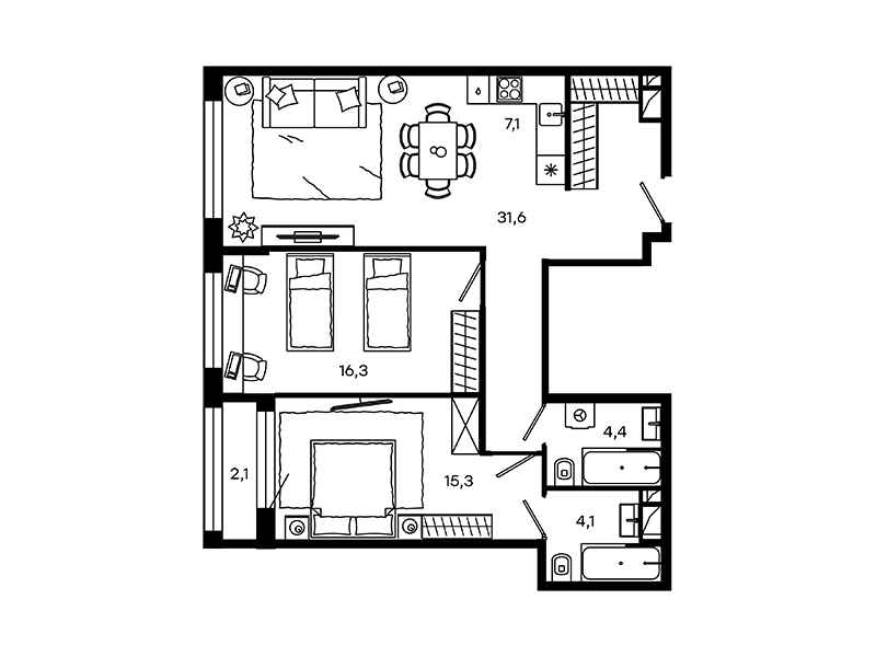 Продажа 3-комн квартиры в новостройке 4-й Верхний Михайловский проезд, вл.1