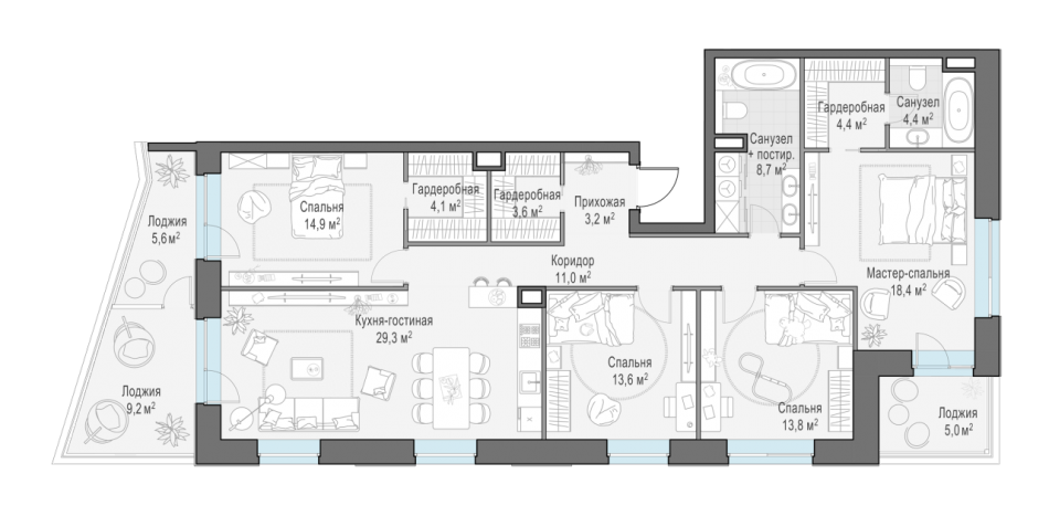 Продажа 4-комн квартиры в новостройке Москва г., Симоновская наб.,  к. Line 6