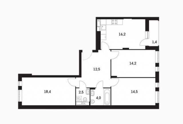 Планировка ЖК Левобережный, 47.1 м2