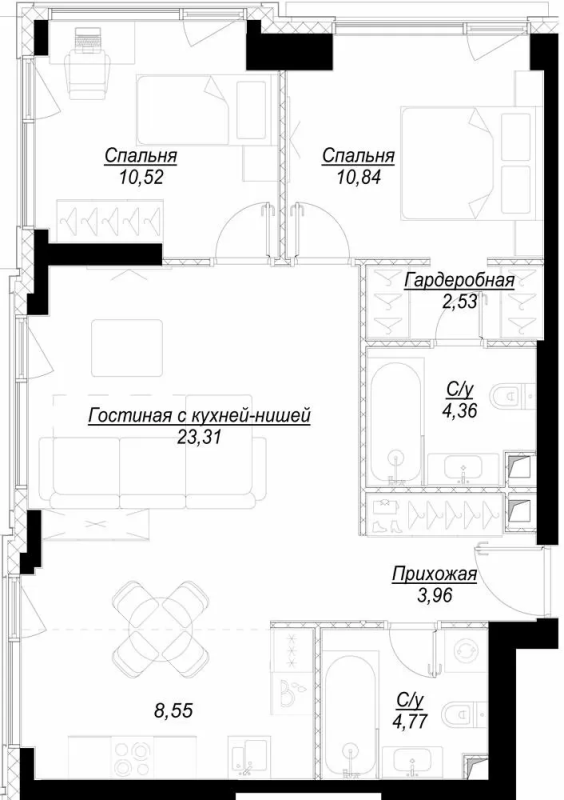 Продажа 2-комн квартиры в новостройке Москва г., 1-й Сетуньский проезд,  к. RiverSide