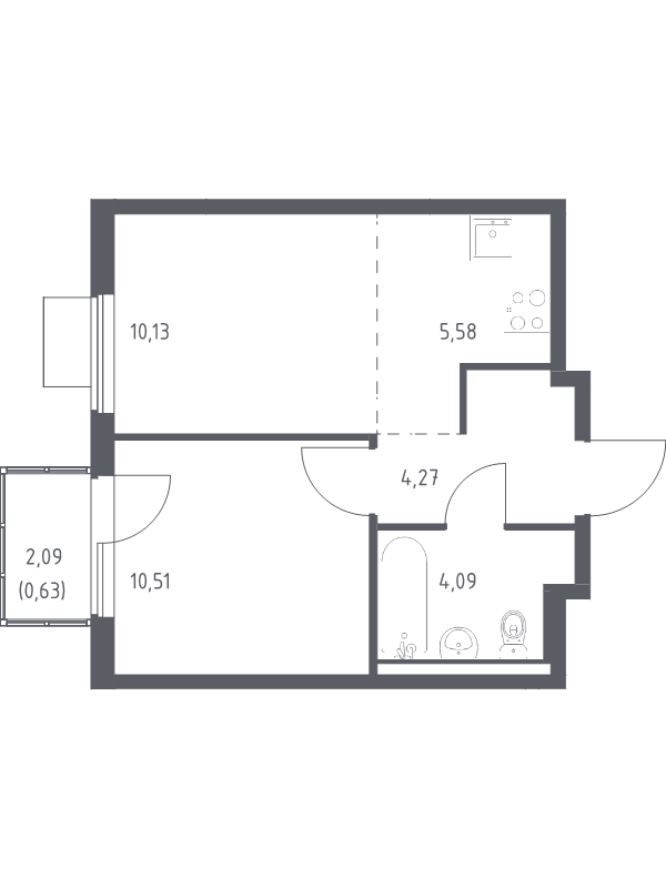 Продажа 1-комн квартиры в новостройке Коробово д., 10 км до МКАД,  к. 8.2