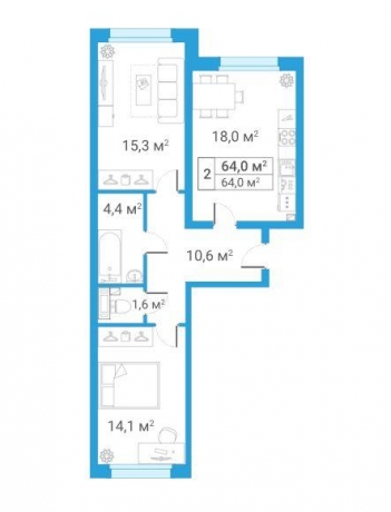 Планировка ЖК 7 PARK, 29.4 м2
