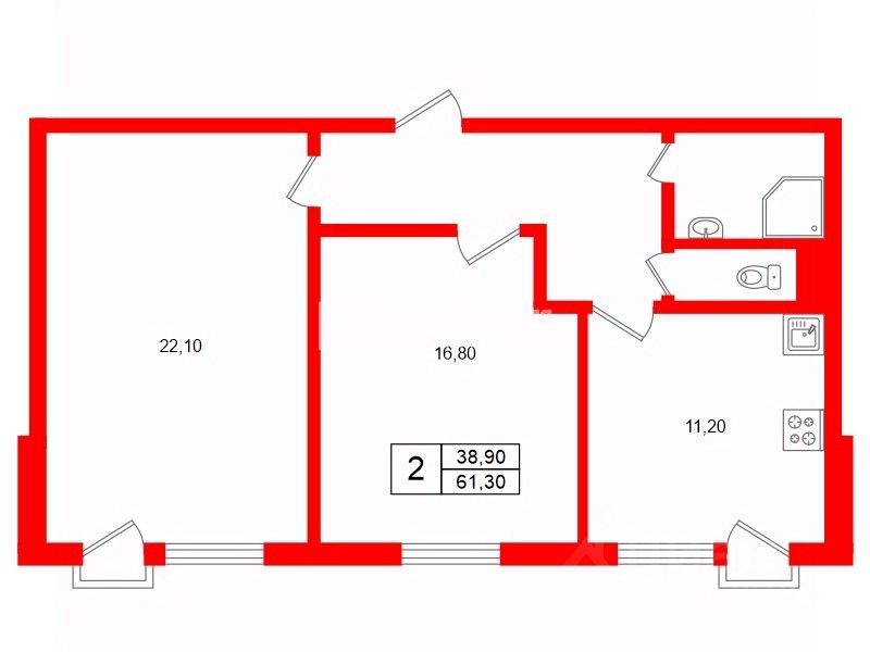 Продажа 2-комн квартиры на вторичном рынке д. Горбунки, 40