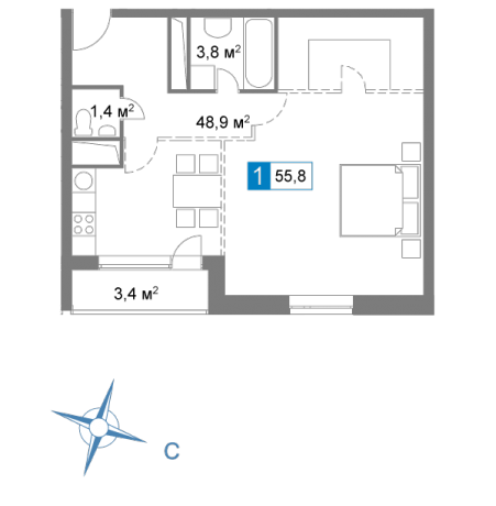 Планировка ЖК Атмосфера,  м2