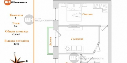 2-комн квартира Петергоф г, Разведчика б-р,  д. 8,  к. 2