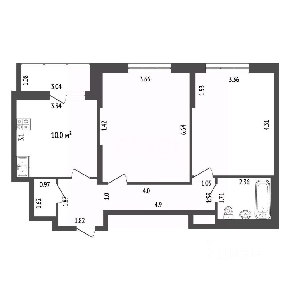 Продажа 2-комн квартиры на вторичном рынке улица Нижняя Хохловка,  д. 6