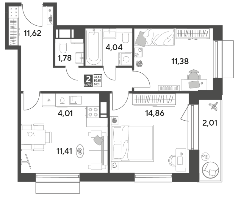 Продажа 2-комн квартиры в новостройке Пушкино г., Зелёная Роща ул.,  к. 12