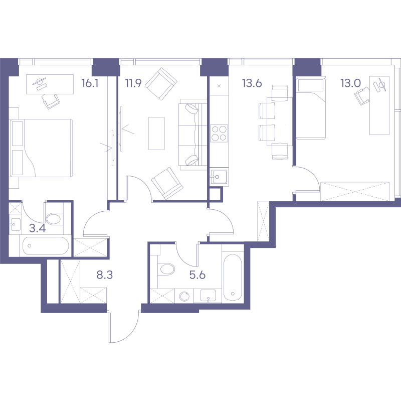 Продажа 3-комн квартиры в новостройке Москва г., Жуков проезд,  к. П1