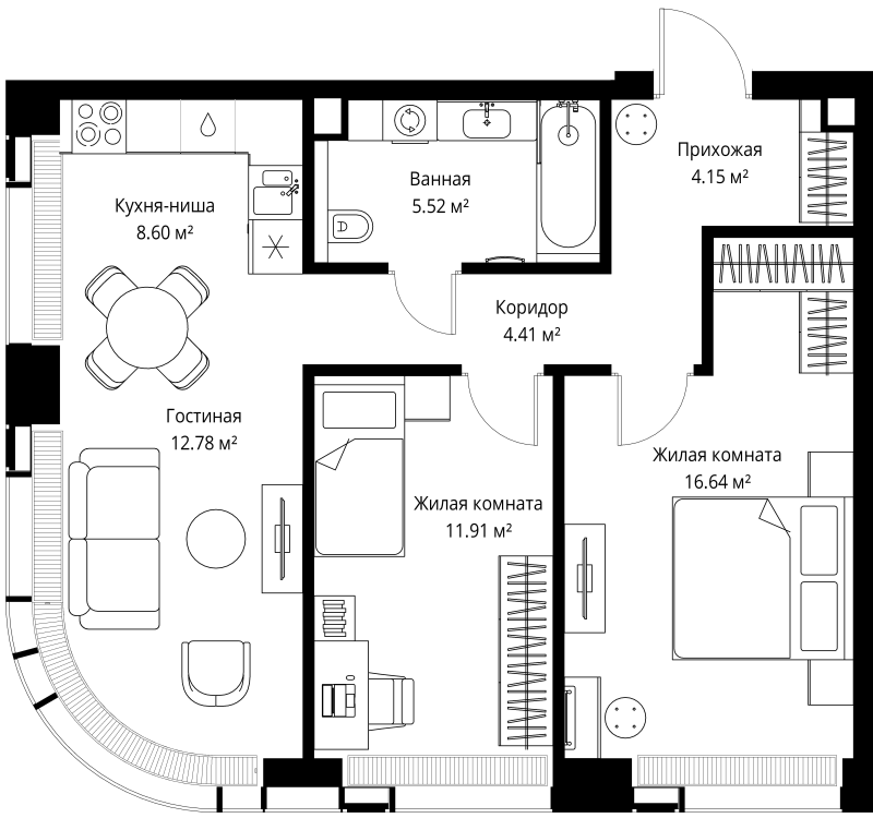 Продажа 2-комн квартиры в новостройке Москва г., Верейская ул.,  к. 2